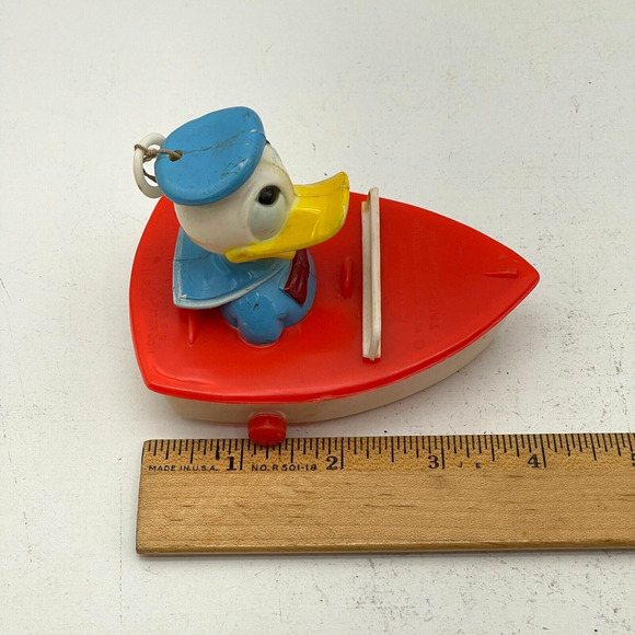 Vintage Donald Duck Trickey Rider Walt Disney String Pull Toy Hard Plastic - Picture 13 of 14